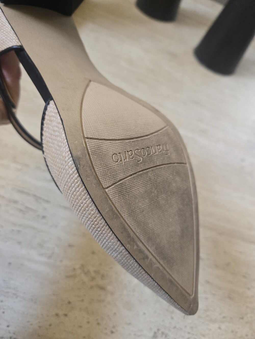 Franco Sarto LILAH Beige Pointed Toe Ankle Strap Block Heels - Picture 8 of 8